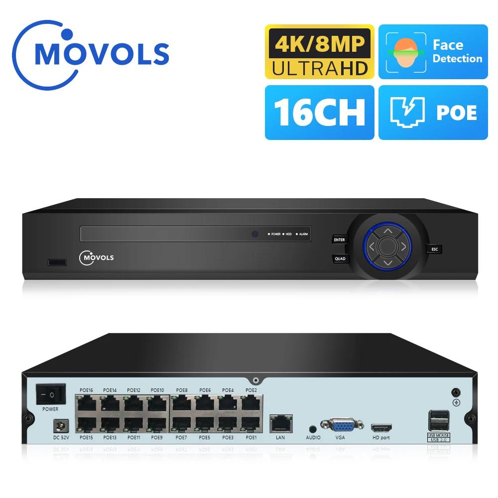 Movols IP ī޶   NVR, 16CH 4K POE NVR ONVIF, H.265  ڴ, 4K 5MP 4MP 3MP 1080P  ν